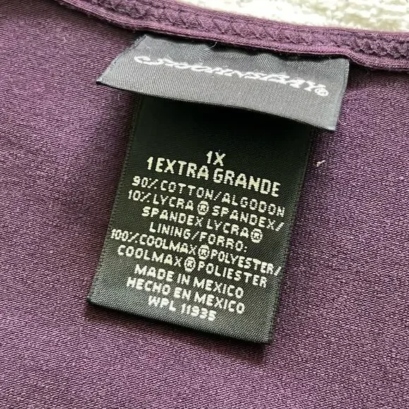 St John’s Bay Tank Top 1X in Plum Color Wide Strap V-Neck - Picture 8 of 11